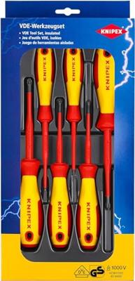 Knipex Schroevendraaierset VDE Plat, Kruiskop Phillips, Kruiskop Pozidriv