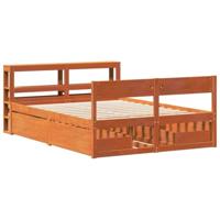 Bedframe zonder matras massief grenenhout wasbruin 135x190 cm - thumbnail