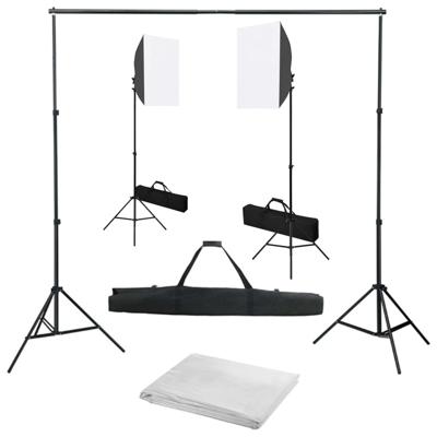Fotostudioset met softboxlampen en achtergrond