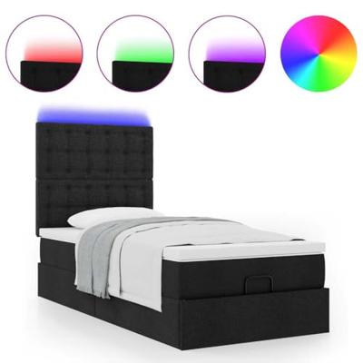 Ottoman bed met matras en LED's 100x200cm stof zwart
