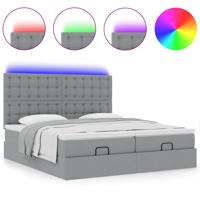 Ottoman bed met matrassen en LED's 160x200cm stof lichtgrijs - thumbnail