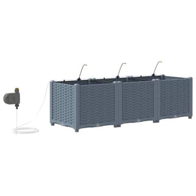 VidaXL Tuin bloempot 3 pcs licht grijs staal