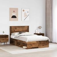 Bedframe met hoofdeinde Oudhout 120 x 190 cm Massief grenenhout - thumbnail