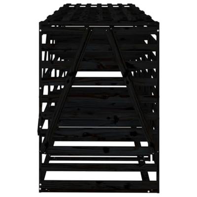 Containerberging viervoudig massief grenenhout zwart
