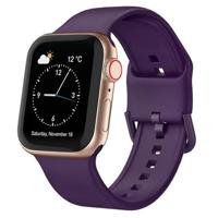 By Qubix - Soft siliconen bandje met gespsluiting - Donkerpaars - Compatible met Apple Watch 44mm / 45mm / 46mm / 49mm - Compatible Apple watch - thumbnail