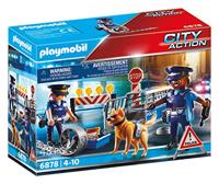 PLAYMOBIL 6878 Politieblokkade, Stadsactie, Bevat een politieblokkade met politiehond en diverse accessoires, voor kinderen vanaf 4 jaar. - thumbnail