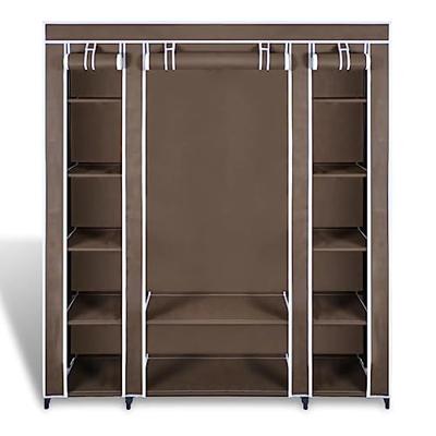 Kledingkast met vakken en stangen 45x150x176 cm stof bruin