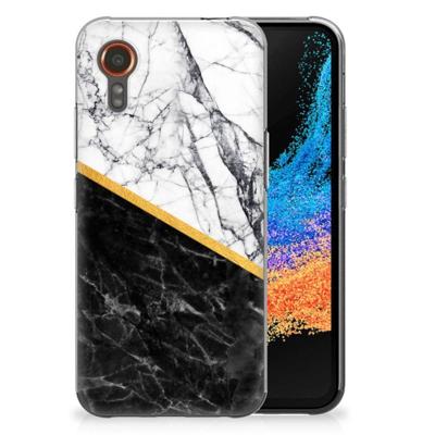 Samsung Galaxy Xcover 7 | TPU | Siliconen hoesje | Marmer Wit Zwart - Origineel Cadeau Man