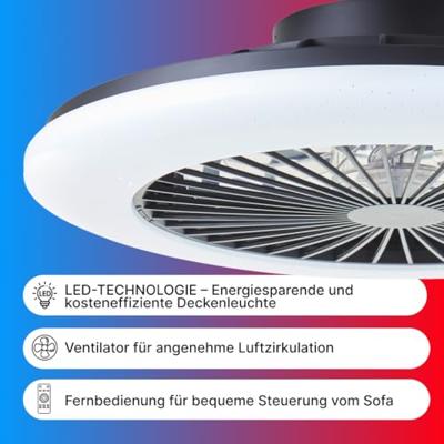 Brilliant G60020/06 Salerno LED-plafondlamp met ventilator LED-module 40 W Zwart