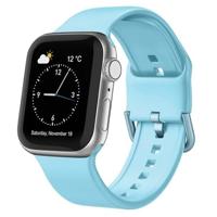 By Qubix - Soft siliconen bandje met gespsluiting - Lichtblauw - Compatible met Apple Watch 38mm / 40mm / 41mm / 42mm - Compatible Apple watch bandjes - thumbnail