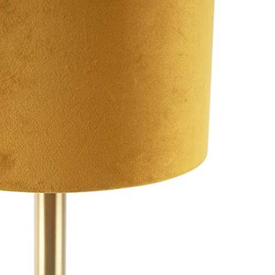 QAZQA Tafellamp messing met gele kap 20 cm - Simplo
