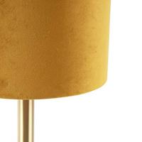 QAZQA Tafellamp messing met gele kap 20 cm - Simplo - thumbnail