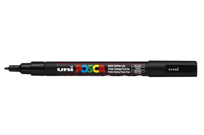 Uni-Posca Posca marker, afm pc-3m, lijndikte 0,9-1,3 mm, fijn, zwart, 1 stuk