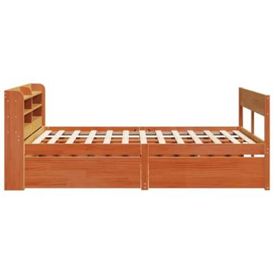 Bedframe zonder matras massief grenenhout wasbruin 120x190 cm