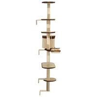 Kattenkrabpaal met krabpalen wandmontage 194 cm beige bruin - thumbnail