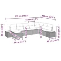 Tuinbankenset met kussen 8 pcs Grijs Poly riet - thumbnail