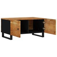 Salontafel 80x50x40 cm massief acaciahout en bewerkt hout - thumbnail