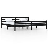 Bedframe massief hout zwart 200x200 cm - thumbnail