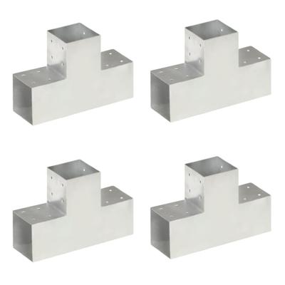 VidaXL Paalverbindingen 4 st t-vorm 101x101 mm gegalvaniseerd metaal