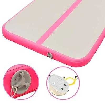 Gymnastiekmat met pomp opblaasbaar 400x100x10 cm PVC roze - thumbnail