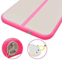 VidaXL Gymnastiekmat met pomp opblaasbaar 400x100x10 cm pvc roze - thumbnail