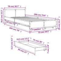 Bedframe met lades bewerkt hout bruin eikenkleur 75x190 cm - thumbnail