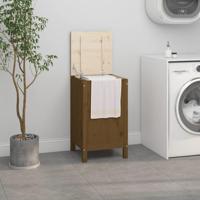 Wasmand 44x44x76 cm massief grenenhout honingbruin - thumbnail