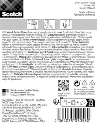 Scotch Move & Protect glijders, grijs, Ft. 50 mm x 50 mm, blister van 4 stuks