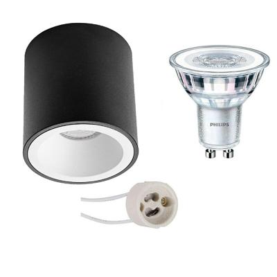 Philips Opbouwspot Set GU10 - Mat Zwart/Wit - Ø90mm - 3.5W - 4000K
