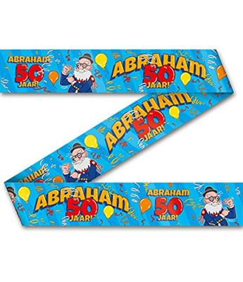 Afzetlint Abraham 50 Jaar Cartoon (12m)