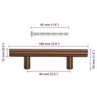 VidaXL Handvatten 10 st 64 mm roestvrij staal bronskleurig - thumbnail