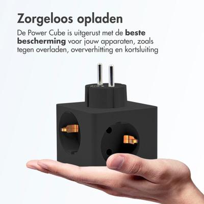 Accezz PowerCube 6-in-1 1x USB-C+2x USB-A+3x stopcontact 4000W Oplader Zwart Accezz PowerCube 6-in-1 1x USB-C+2x USB-A+3x stopcontact 4000W Oplader Zwart