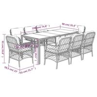 9-delige Tuinset met kussens poly rattan grijs - thumbnail