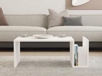 MEMO Salontafel - Wit - Opklapbaar blad & Geïntegreerde opbergruimte - B 86,8 cm x D 32,4 cm x H 50 cm - thumbnail