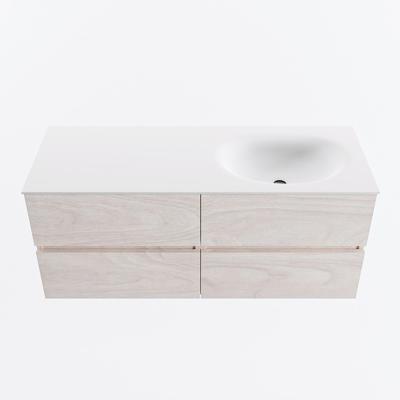 MONDIAZ VICA 120cm badmeubel onderkast Underlayment 4 lades. Wastafel MOON rechts zonder kraangat, kleur Talc.