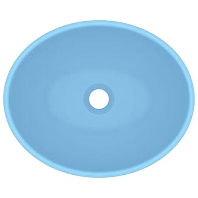 VidaXL Wastafel ovaal 40x33 cm keramiek mat lichtblauw