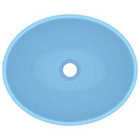 VidaXL Wastafel ovaal 40x33 cm keramiek mat lichtblauw - thumbnail