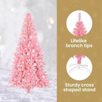 VidaXL Kerstboom met 300 led met standaard roze 210 cm pvc - thumbnail