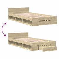 Bedframe met lades bewerkt hout sonoma eikenkleurig 120x190 cm - thumbnail