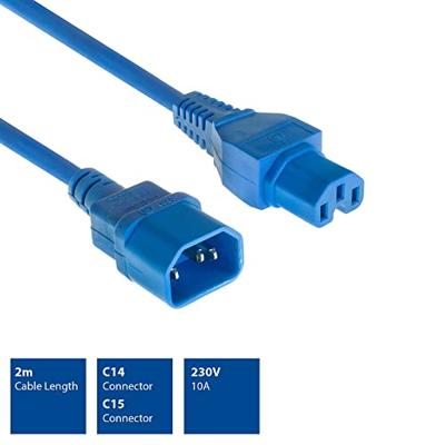 ACT AK5309 Netsnoer Stroomkabel C14 - C15 | Blauw | 2 meter