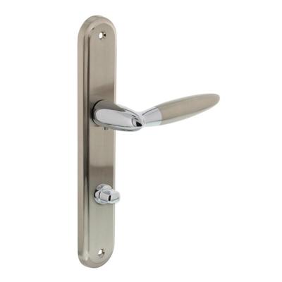 Intersteel Deurkruk Elen op langschild met toilet-/badkamersluiting 78/8mm - chroom/nikkel mat