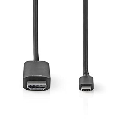 USB-Adapter | USB 3.2 Gen 1 | USB-C Male | HDMI Connector | 2.00 m | Rond | Vernikkeld | PVC | Zwart