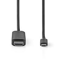 USB-Adapter | USB 3.2 Gen 1 | USB-C Male | HDMI Connector | 2.00 m | Rond | Vernikkeld | PVC | Zwart - thumbnail