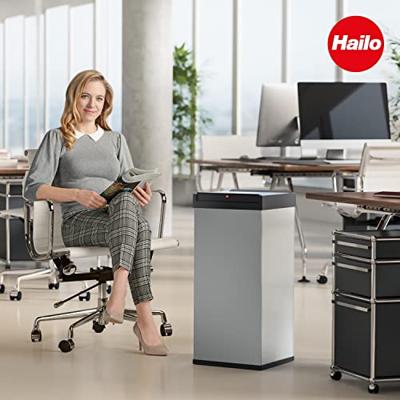 Hailo Bix-Box Swing XL 8602210 Afvalbak 52 l Plaatstaal (l x b x h) 340 x 339 x 763 mm Zilver, Zwart Met zelfsluitende zwenkdeksel 1 stuk(s)