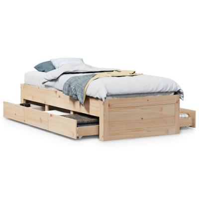 Bedframe zonder matras met lades massief grenenhout 75x190 cm
