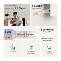 TP-Link WiFi 7 RE225BE Dual-band WLAN-repeater BE3600Mbps, 1 gigabit-poort, krachtig voor thuis, compatibel met alle internetboxen, 2 externe antennes, 160 MHz, MLO, 4K-QAM, Multi-Rus - thumbnail