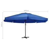 VidaXL Parasol met aluminium paal 500 cm azuurblauw - thumbnail