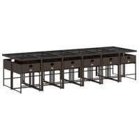 13-delige Tuinset met kussens poly rattan bruin - thumbnail