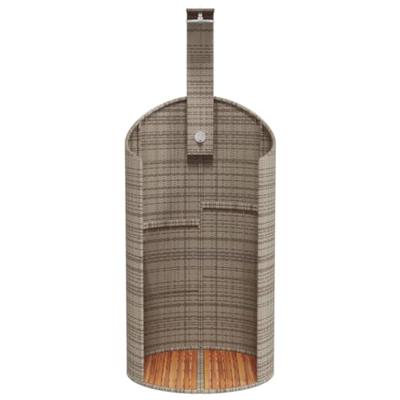 Buitendouche 100x100x241,5 cm poly rattan en acaciahout grijs - thumbnail