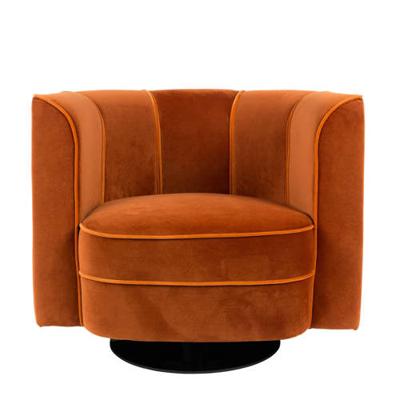 Dutchbone Draaibare Fauteuil 'Flower', kleur Oranje Dutchbone Draaibare Fauteuil 'Flower', kleur Oranje